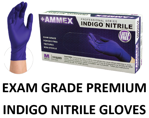 Ammex Indigo Premium Nitrile Exam Gloves