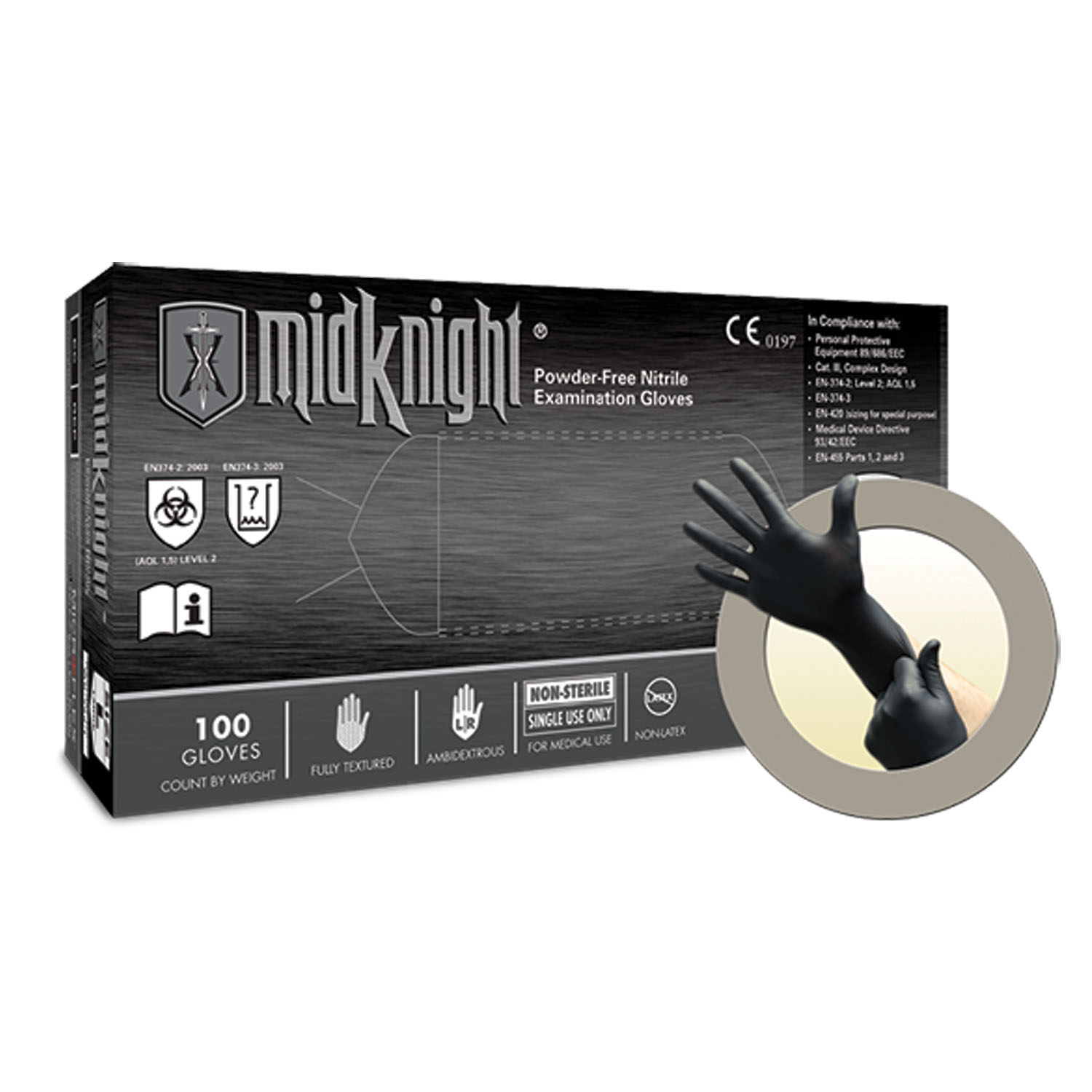 ANSELL MICROFLEX MIDKNIGHT POWDER-FREE NITRILE EXAM GLOVES : MK-296-M CS   $114.84 Stocked