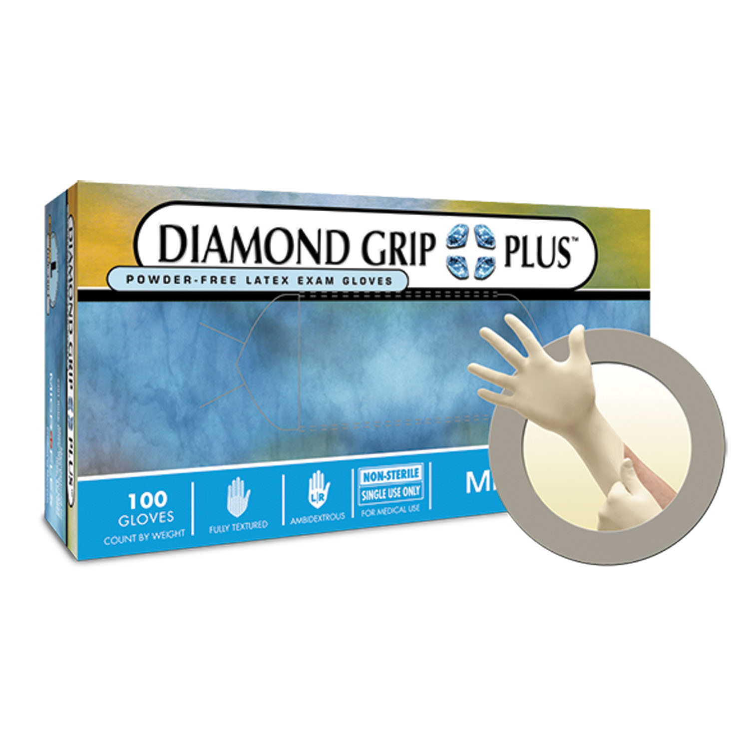 ANSELL MICROFLEX DIAMOND GRIP PLUS POWDER-FREE LATEX EXAM GLOVES : DGP-350-M CS     $91.62 Stocked