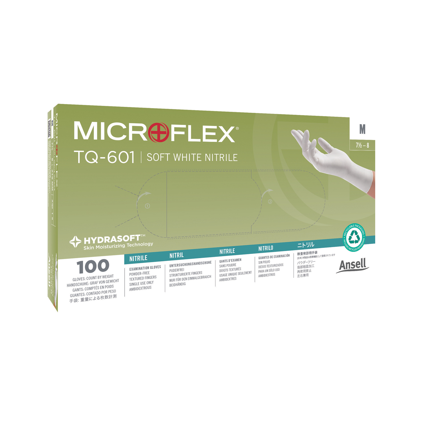 ANSELL MICROFLEX SOFT WHITE POWDER-FREE  NITRILE EXAM GLOVES : TQ-601-M CS     $75.21 Stocked