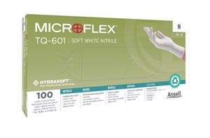 ANSELL MICROFLEX SOFT WHITE POWDER-FREE  NITRILE EXAM GLOVES : TQ-601-XL CS $74.45 Stocked