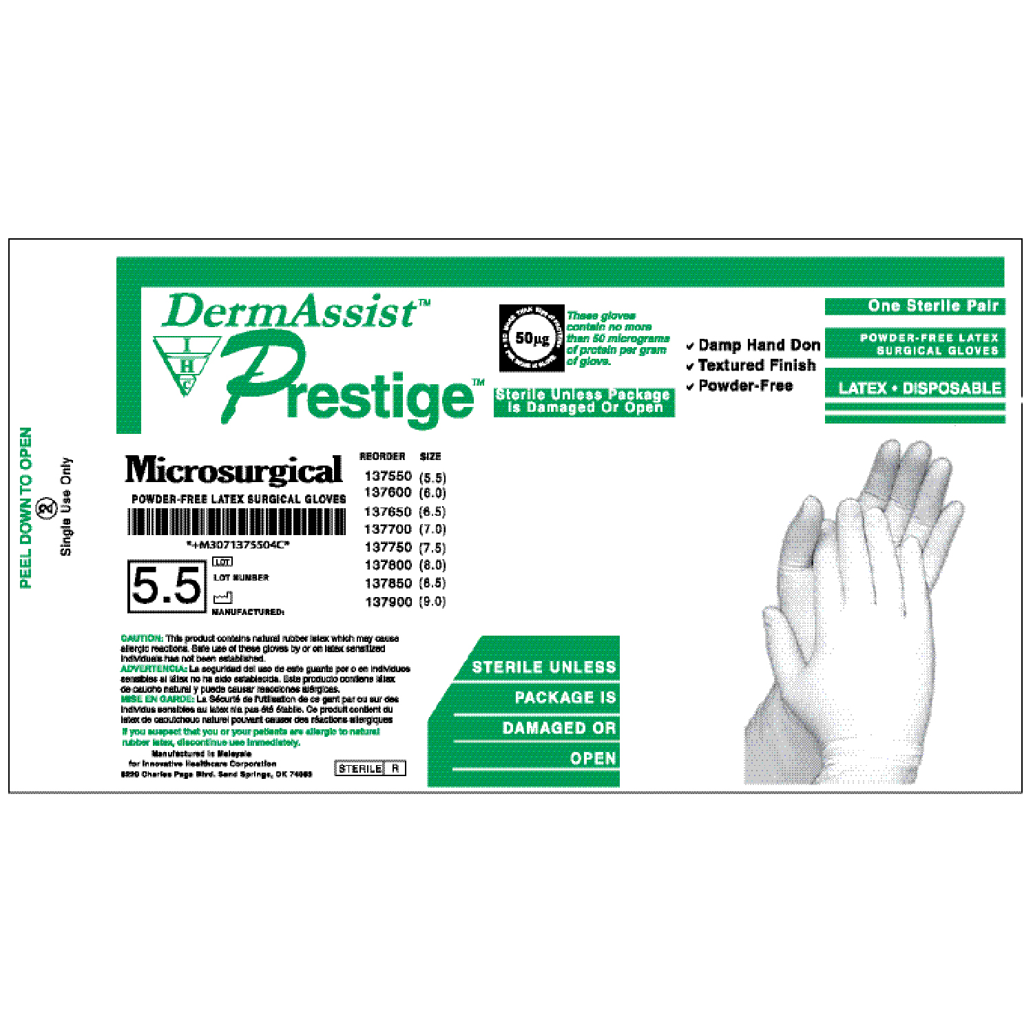 INNOVATIVE PRESTIGE MICROSURGICAL POWDER-FREE LATEX SURGICAL GLOVES : 137700 BX                $31.00 Stocked