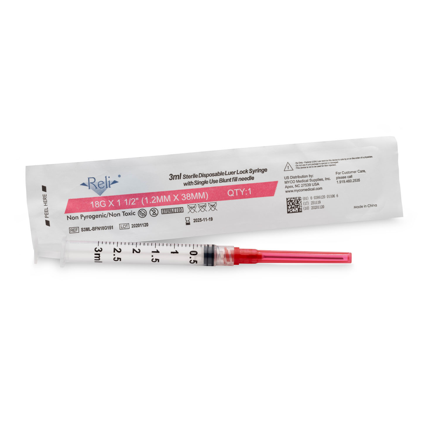 MYCO RELI BLUNT FILL NEEDLES : BFN18G151 BX         $8.42 Stocked