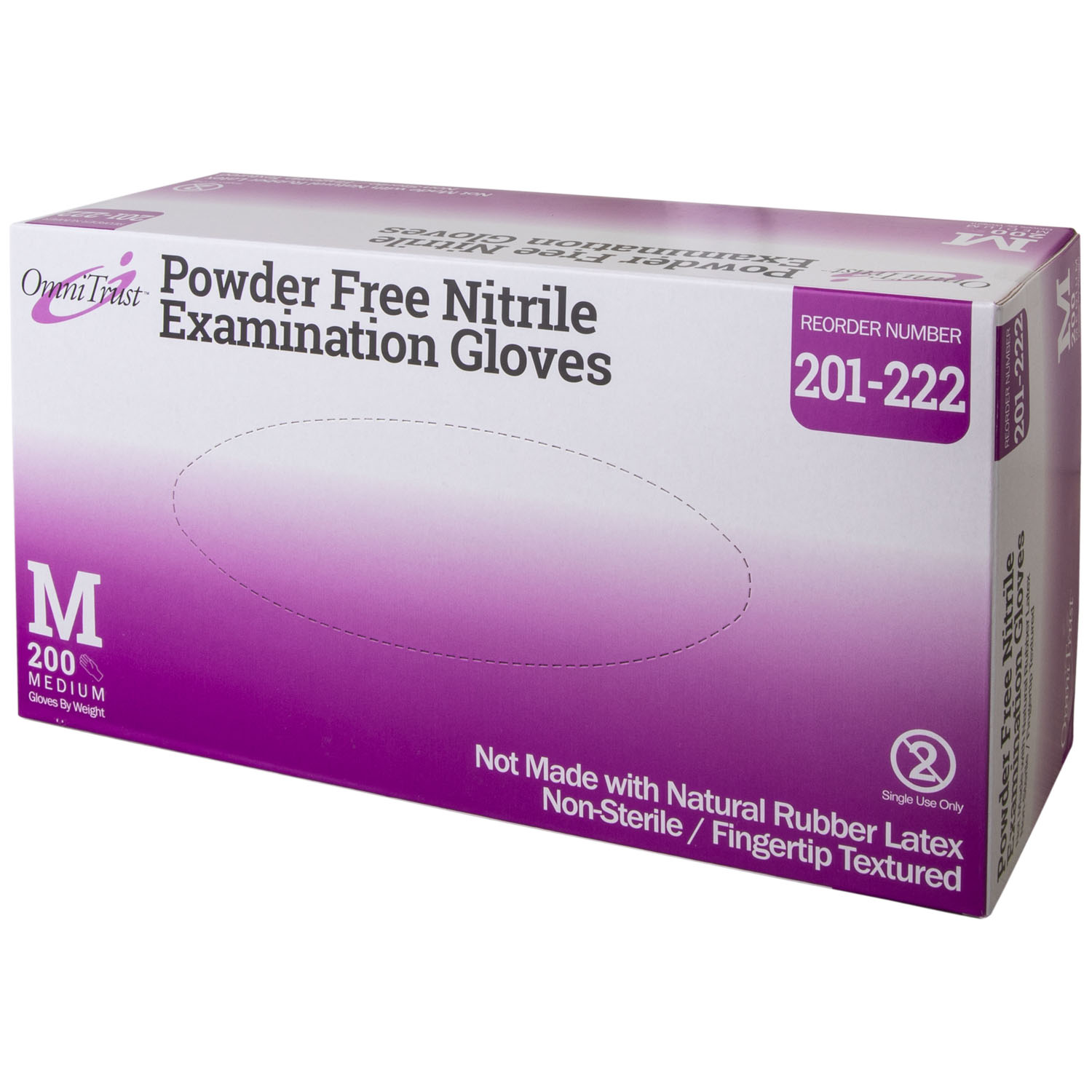 OMNI INTERNATIONAL OMNITRUST NITRILE POWDER FREE EXAMINATION GLOVE : 201-222 CS