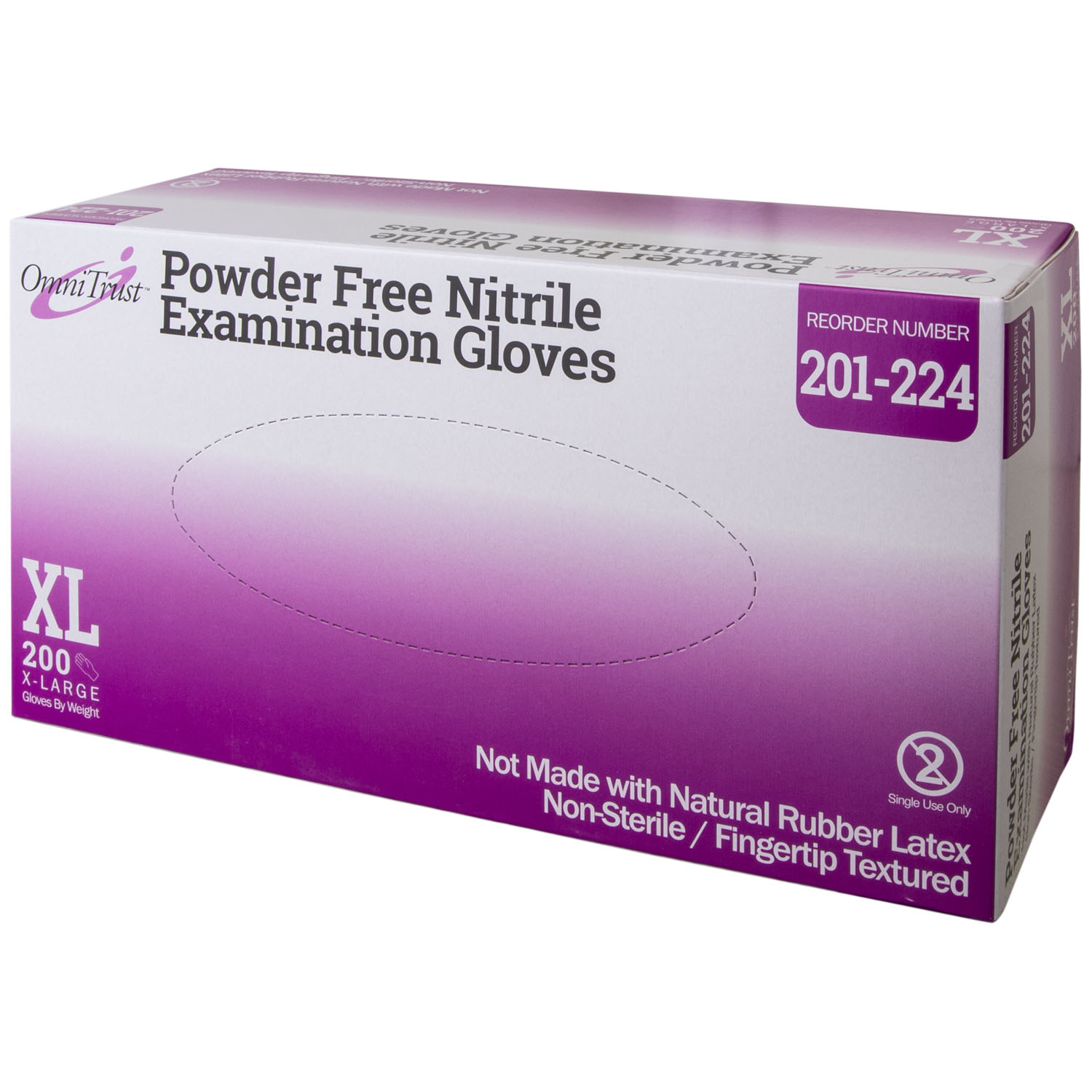 OMNI INTERNATIONAL OMNITRUST NITRILE POWDER FREE EXAMINATION GLOVE : 201-224 BX                       $10.24 Stocked
