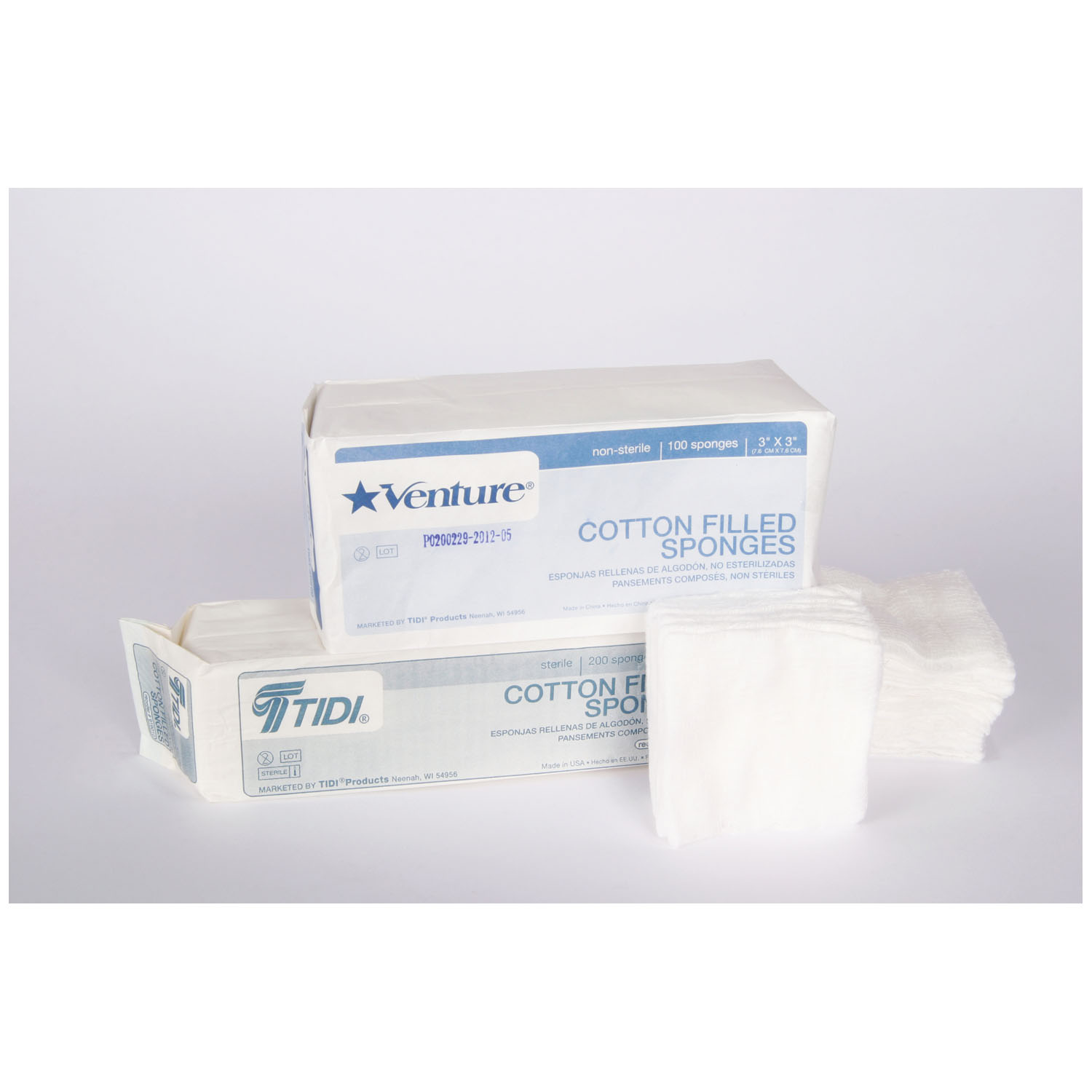 TIDI VENTURE 8-PLY NON-STERILE COTTON-FILLED GAUZE SPONGES : 908223 BG            $3.69 Stocked