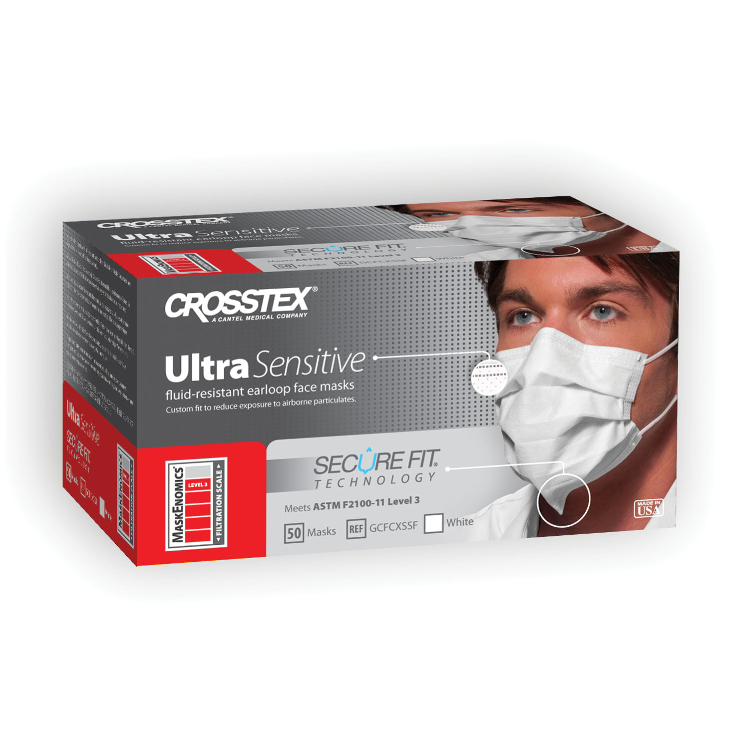 CROSSTEX SECUREFIT ULTRA SENSITIVE EARLOOP MASK : GCFCXSSF CTN                  $186.66 Stocked