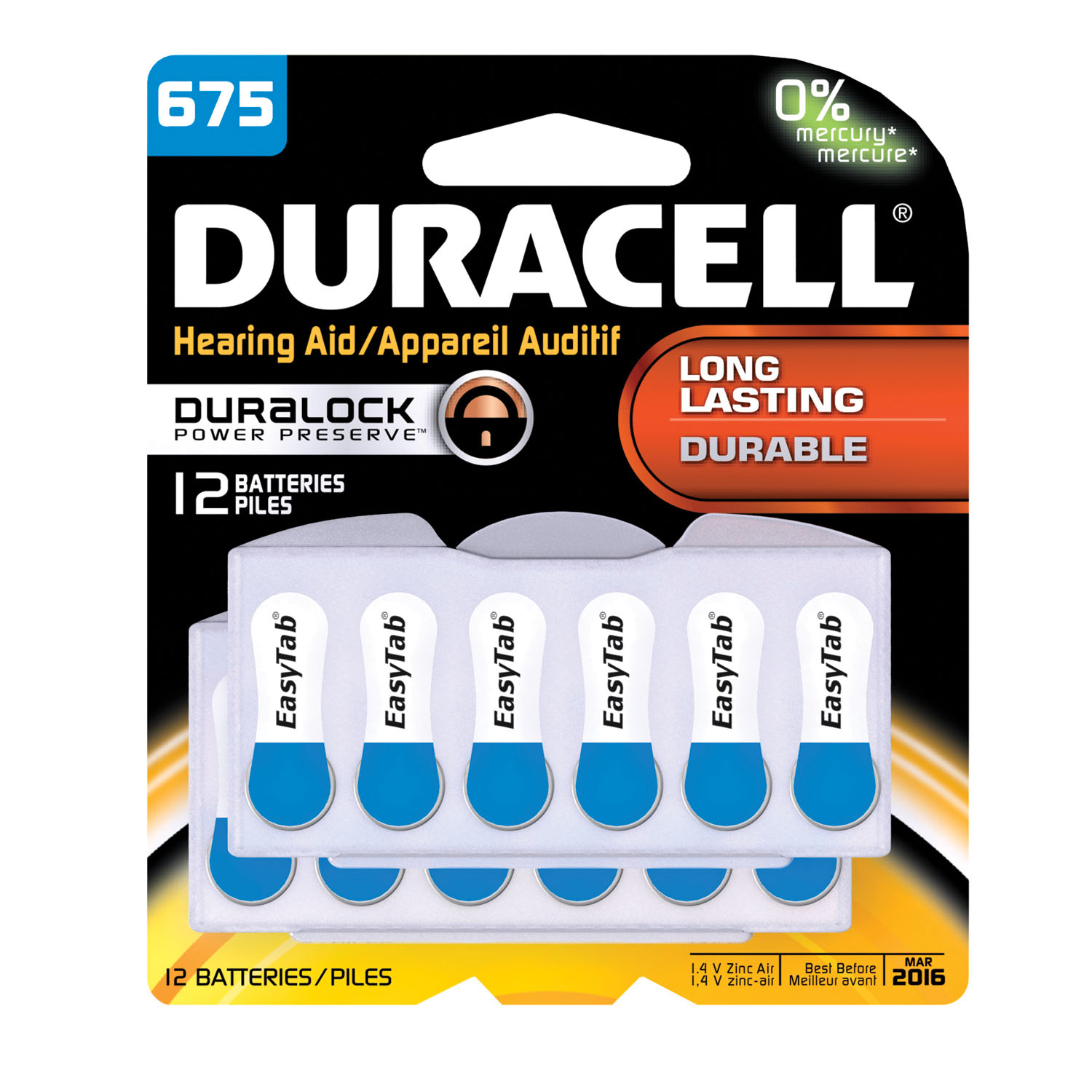 DURACELL HEARING AID BATTERY : DA675B12RC PK           $8.47 Stocked