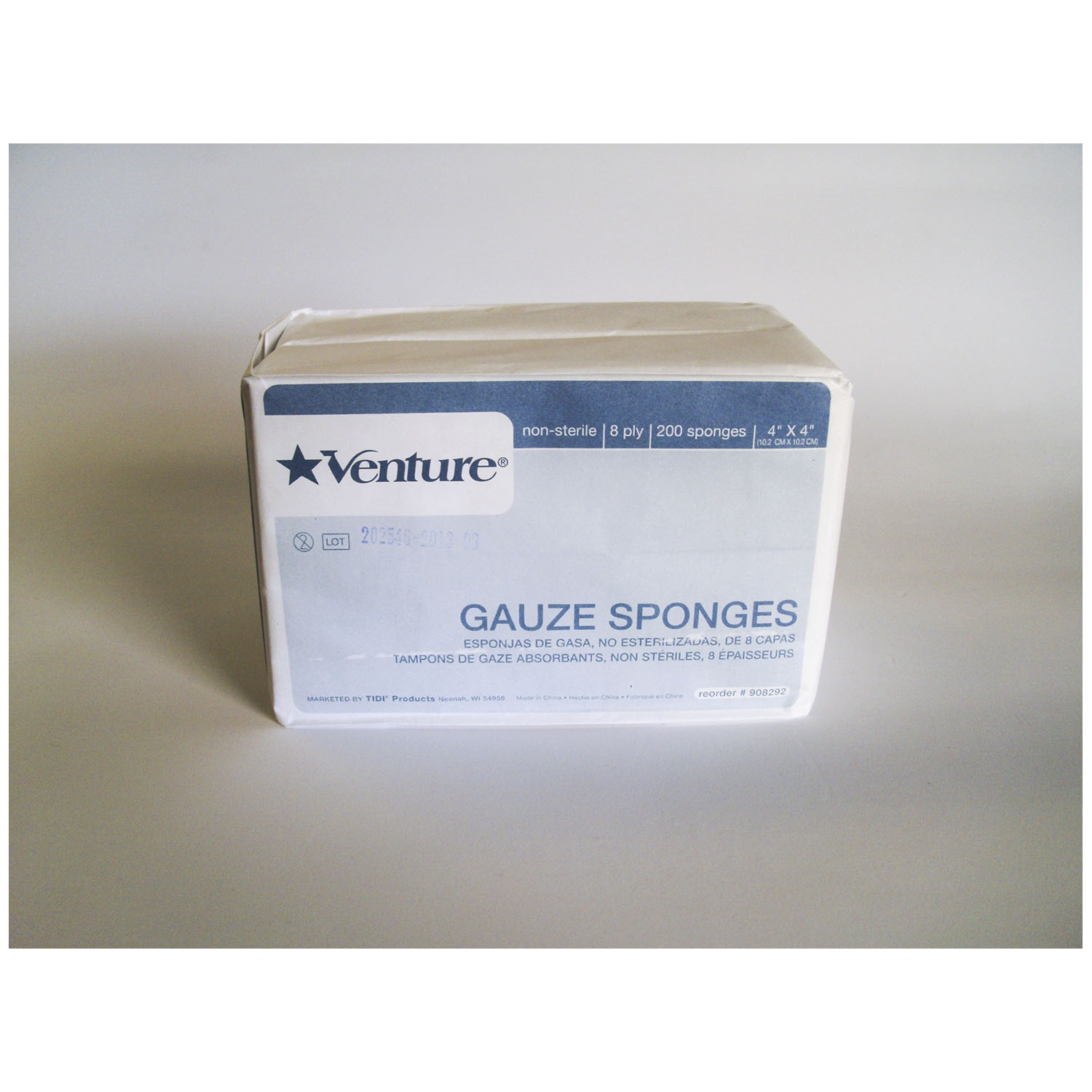 TIDI VENTURE 8-PLY NON-STERILE GAUZE SPONGES : 908292 CS                  $114.70 Stocked