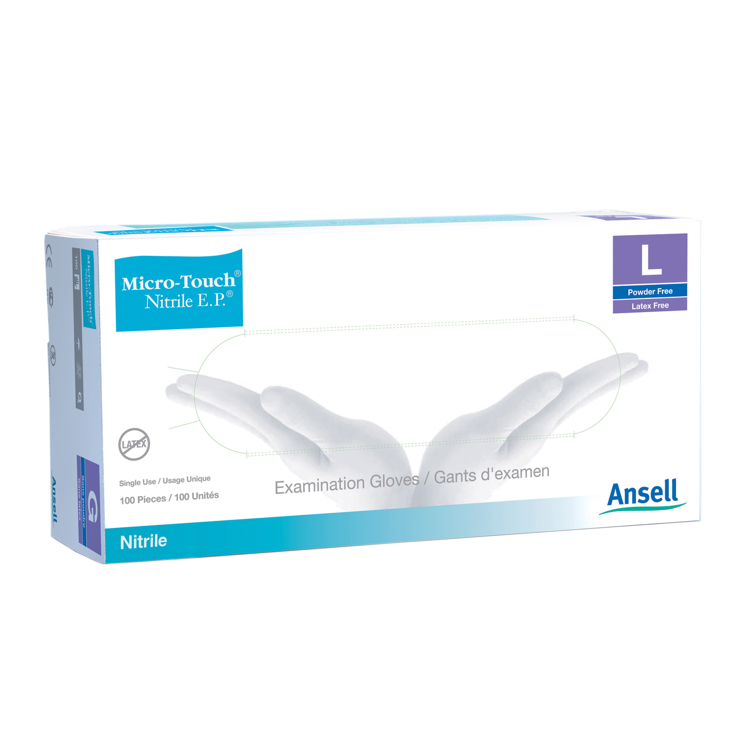 ANSELL MICRO-TOUCH NITRILE E.P. TEXTURED EXAMINATION GLOVES : 6034052 BX                                                                                                                                                                                       