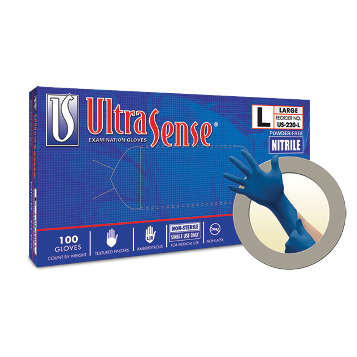 ANSELL MICROFLEX ULTRASENSE POWDER-FREE NITRILE EXAM GLOVES : US-220-XS CS                                                                                                                                                                                     