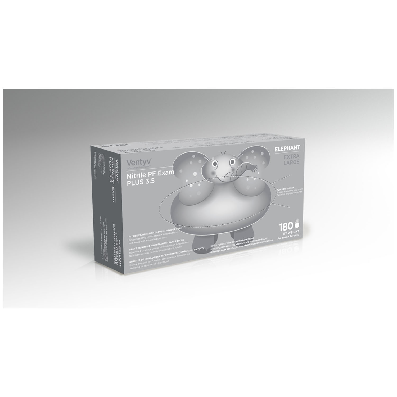 VENTYV NITRILE POWDER FREE EXAM GLOVE PLUS 3.5 (ELEPHANT) : 10337101 CS                               $110.82 Stocked