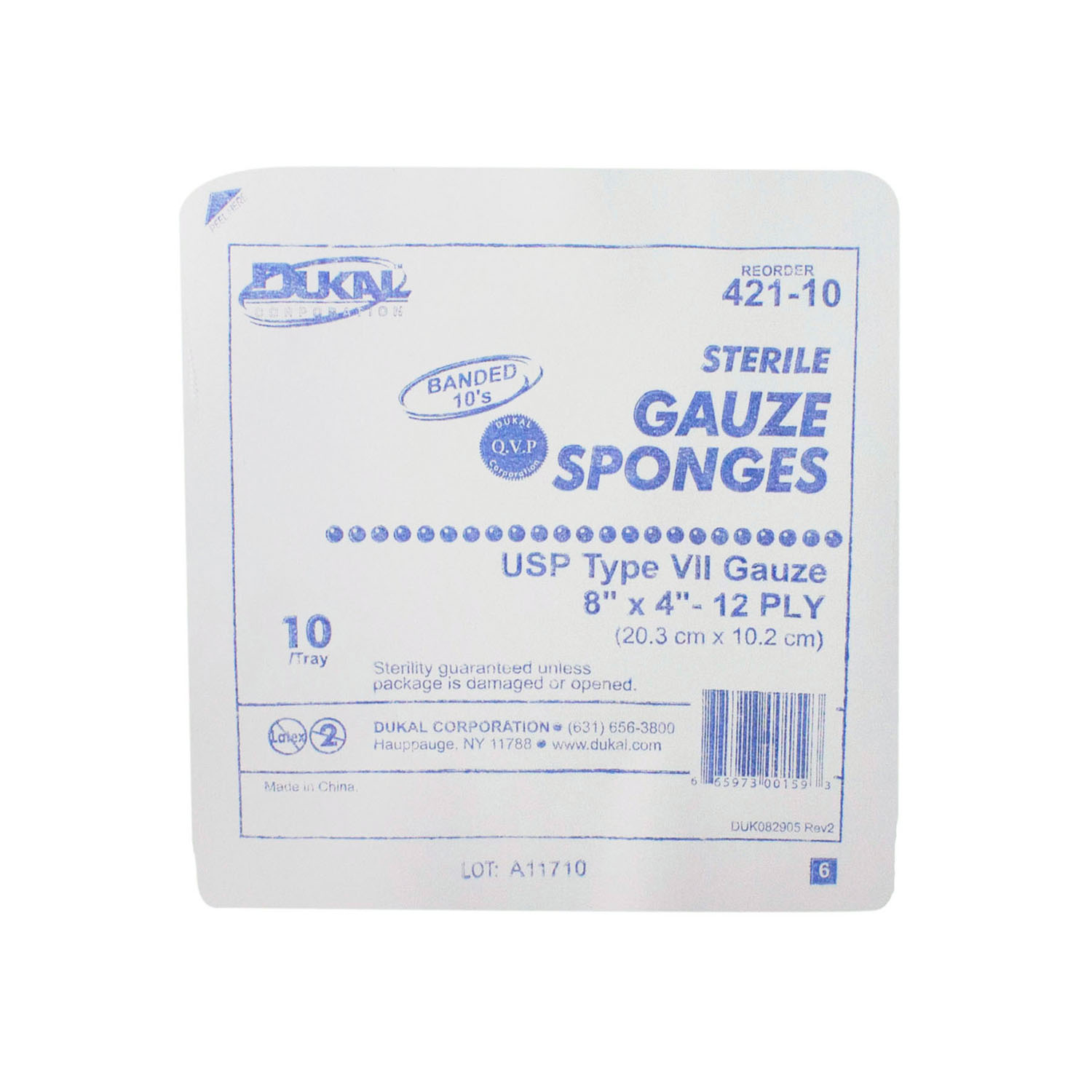 DUKAL WOVEN COTTON GAUZE SPONGES : 421-10 TR                           $2.02 Stocked