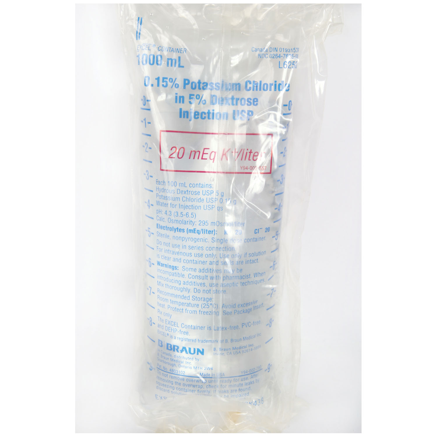 B BRAUN POTASSIUM CHLORIDE INJECTIONS : L6250 CS                $171.75 Stocked