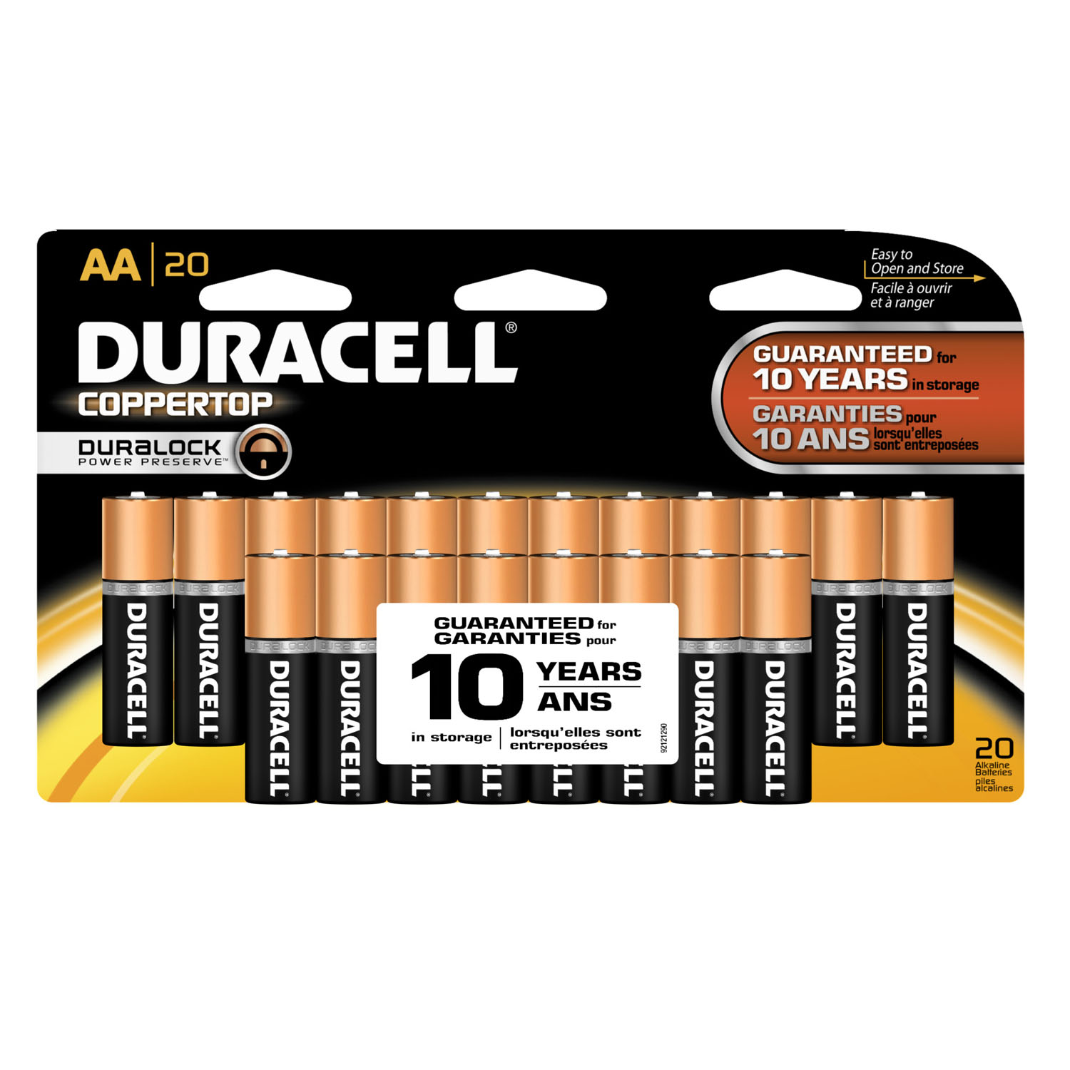 DURACELL COPPERTOP ALKALINE RETAIL BATTERY WITH DURALOCK POWER PRESERVE TECHNOLOGY : MN1500B20 PK       $12.99 Stocked