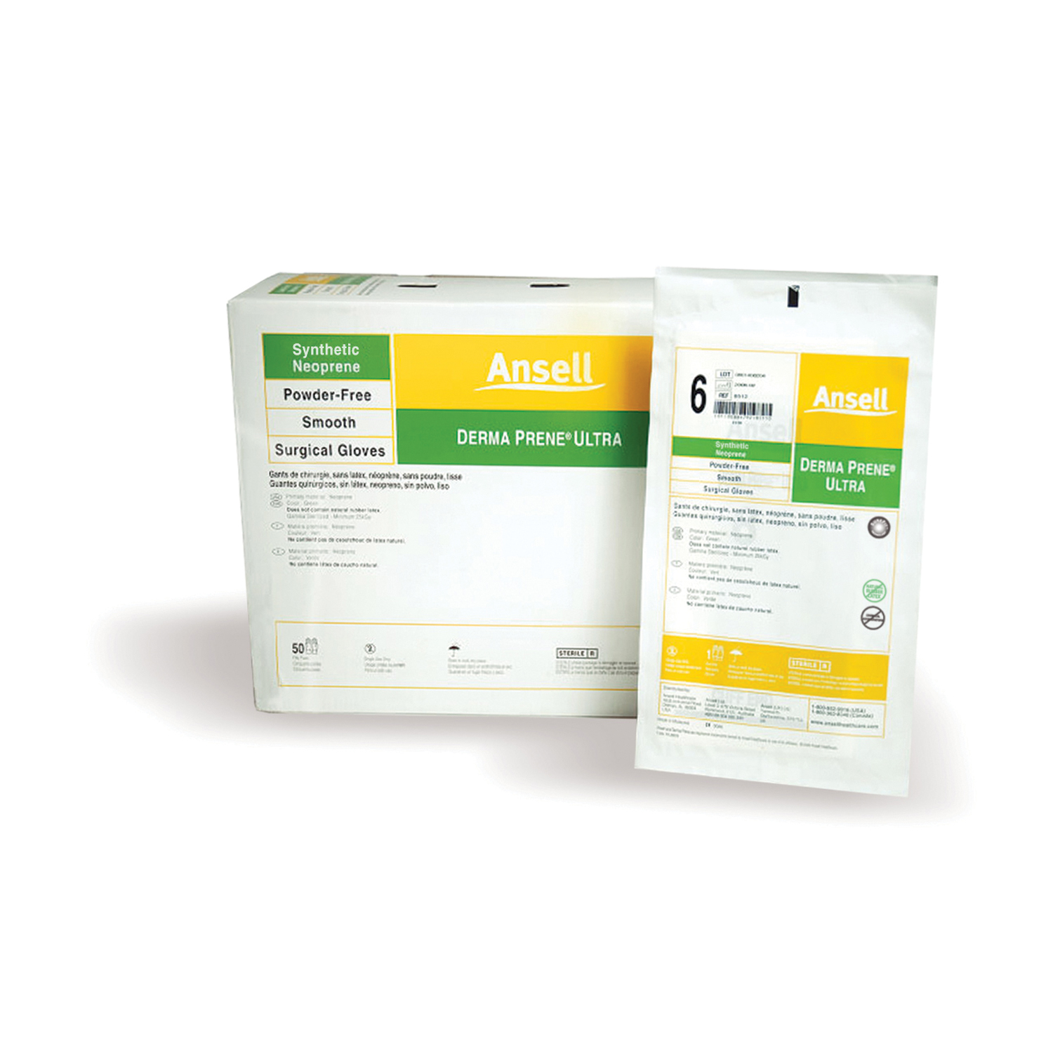 ANSELL GAMMEX NON-LATEX POWDER-FREE STERILE NEOPRENE SURGICAL GLOVES : 8512 BX                    $124.74 Stocked