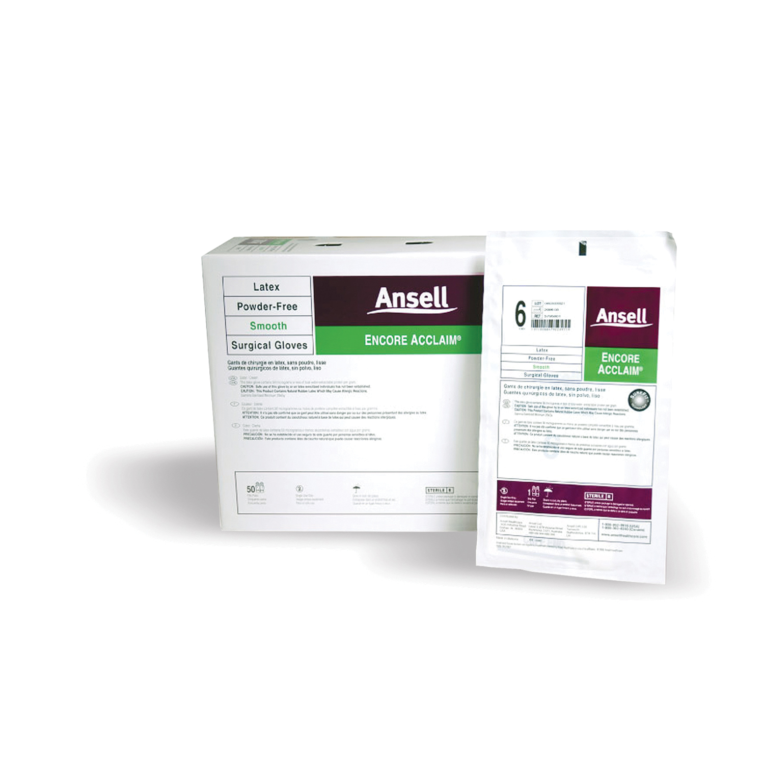 ANSELL ENCORE ACCLAIM POWDER-FREE LATEX SURGICAL GLOVES : 5795001 BX                  $69.50 Stocked