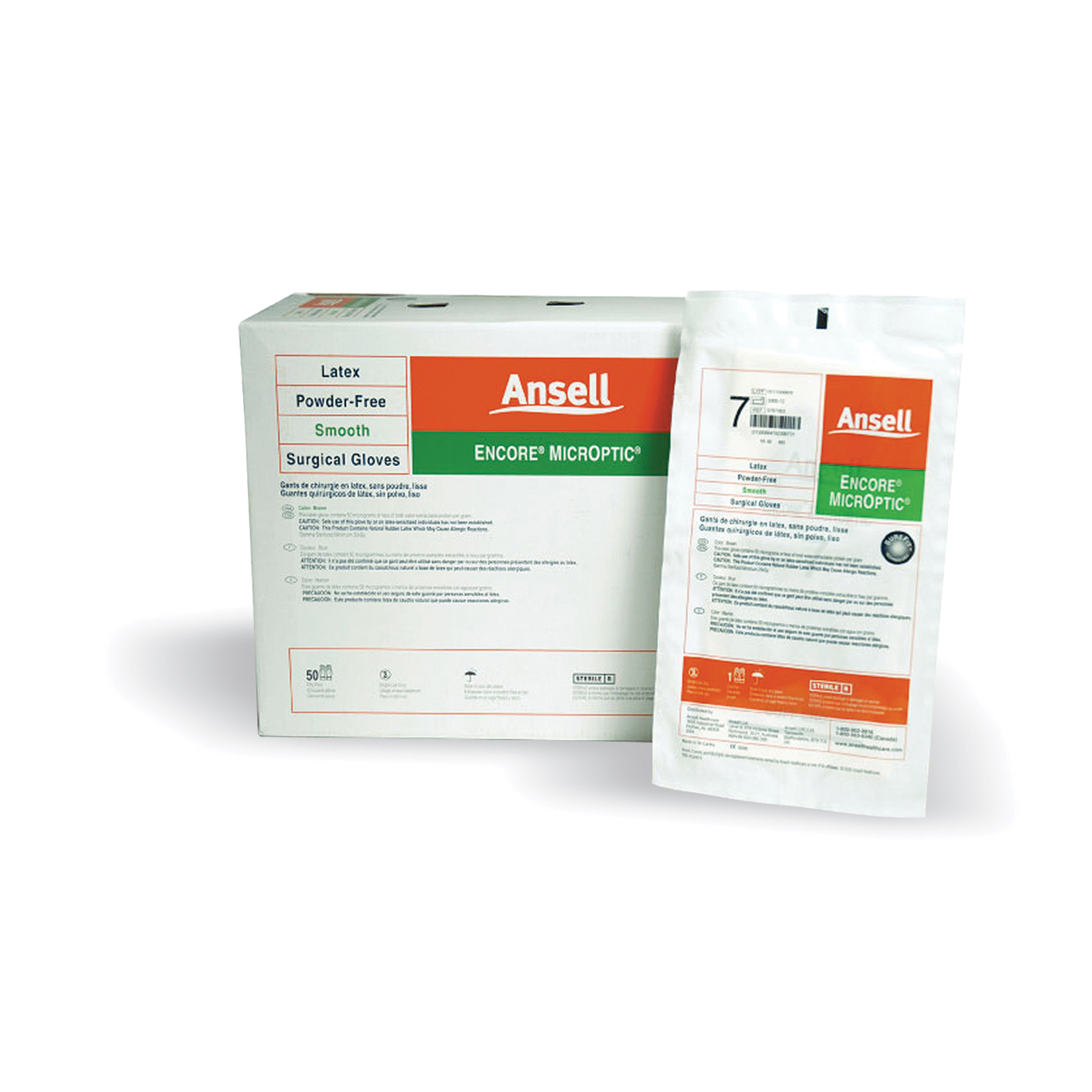 ANSELL ENCORE MICROPTIC POWDER-FREE LATEX SURGICAL GLOVES : 5787000 BX         $81.24 Stocked