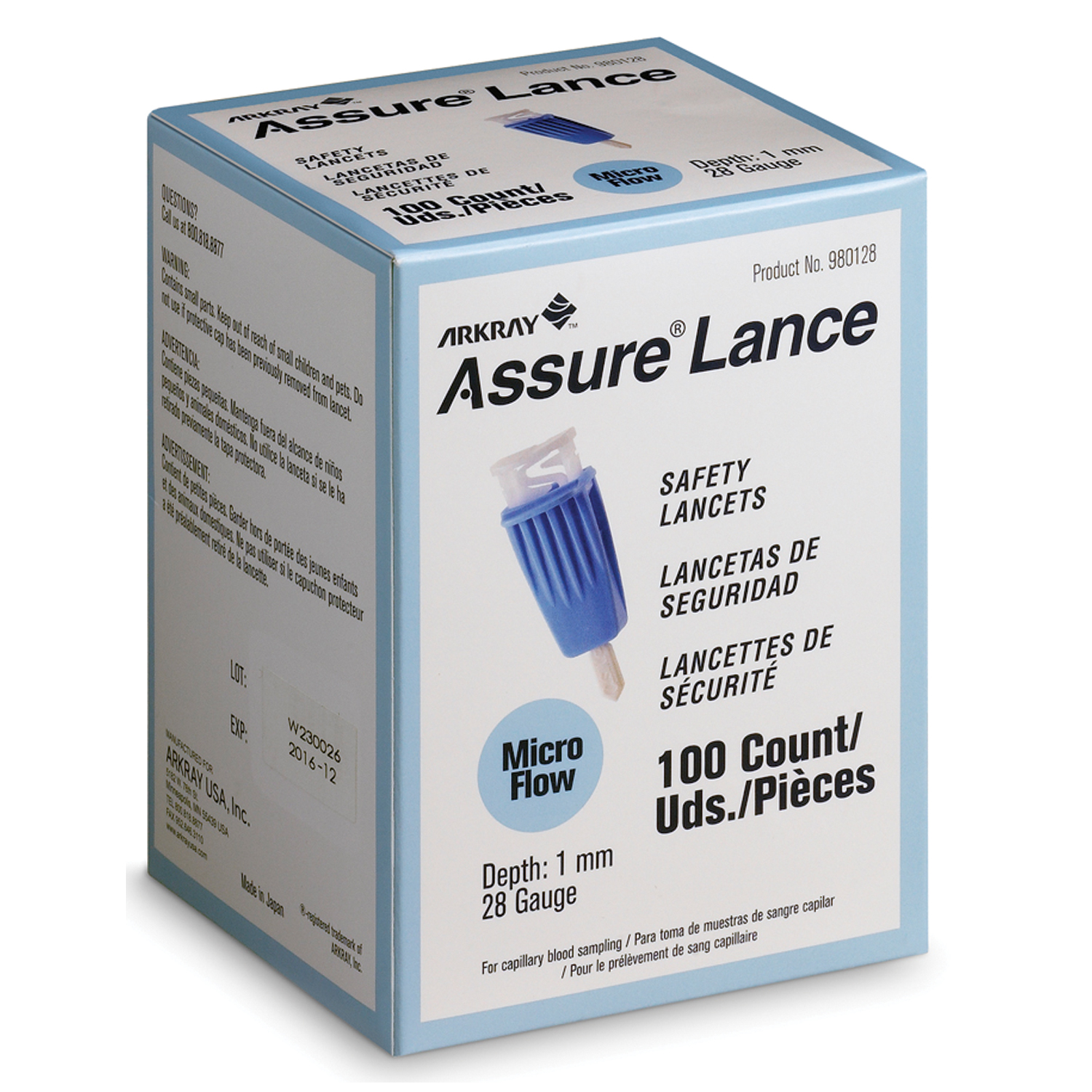 ARKRAY ASSURE LANCE SAFETY LANCETS : 980128 BX     $11.86 Stocked