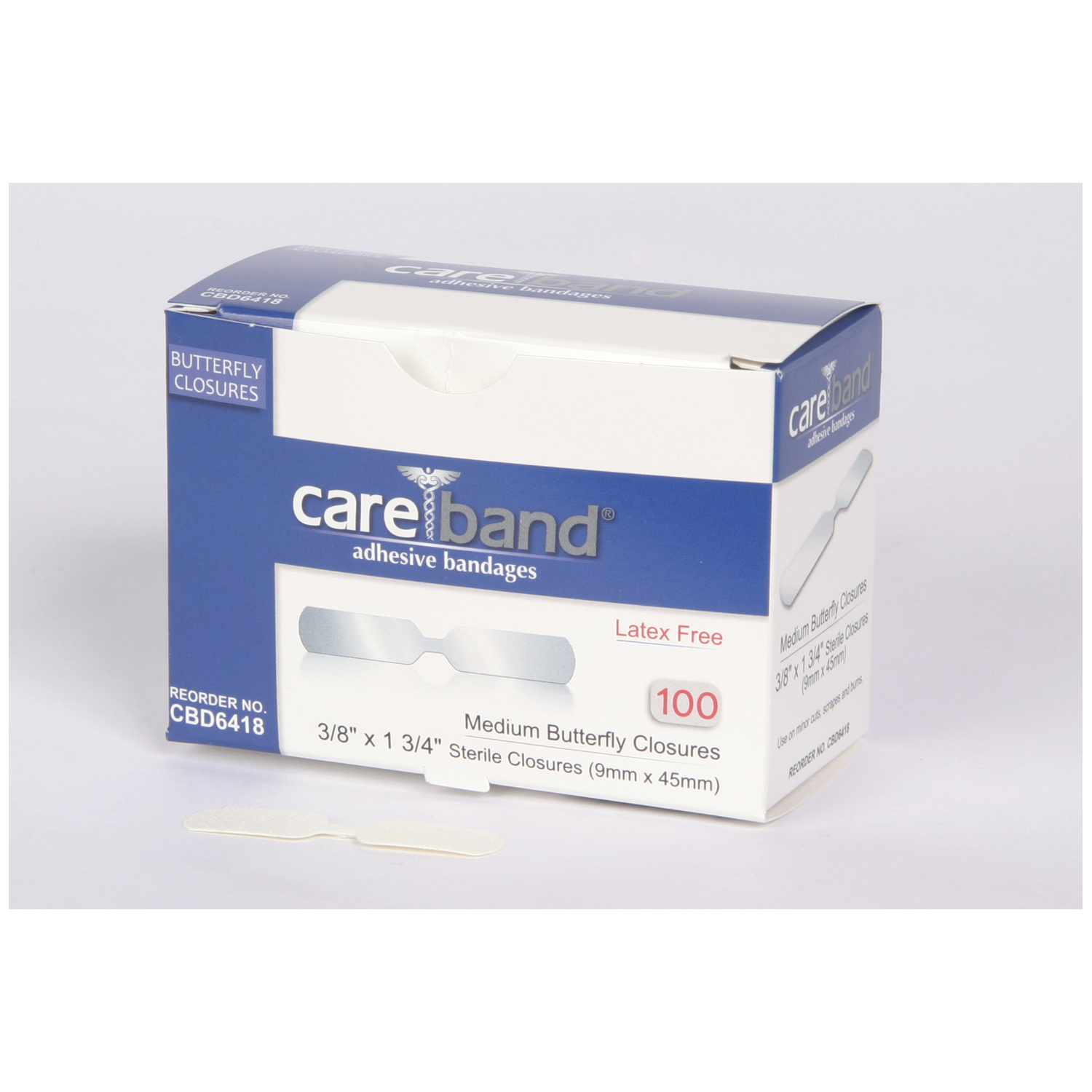 ASO CAREBAND BUTTERFLY CLOSURE BANDAGES : CBD6418 BX               $2.65 Stocked