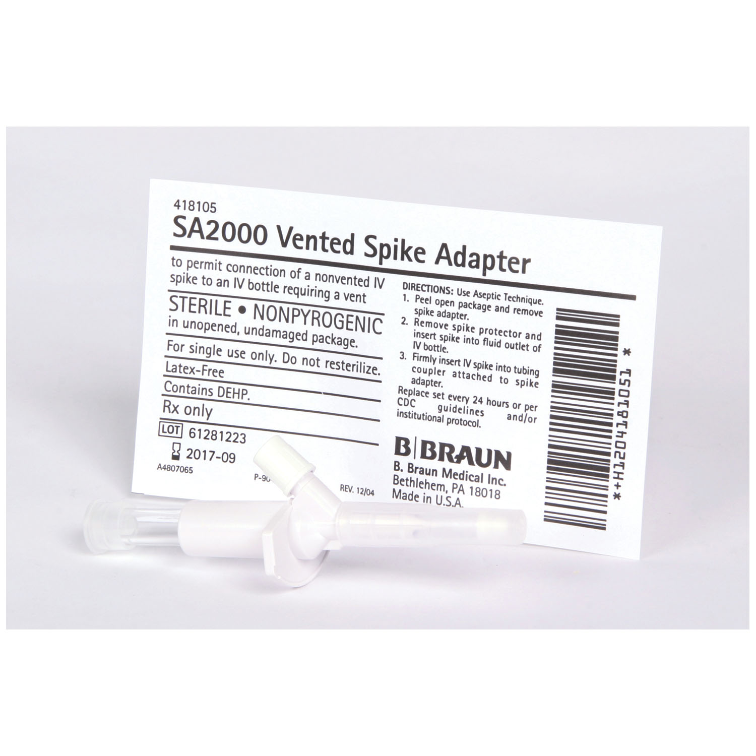 B BRAUN ADMIXTURE ACCESSORIES : 418105 CS                $133.32 Stocked