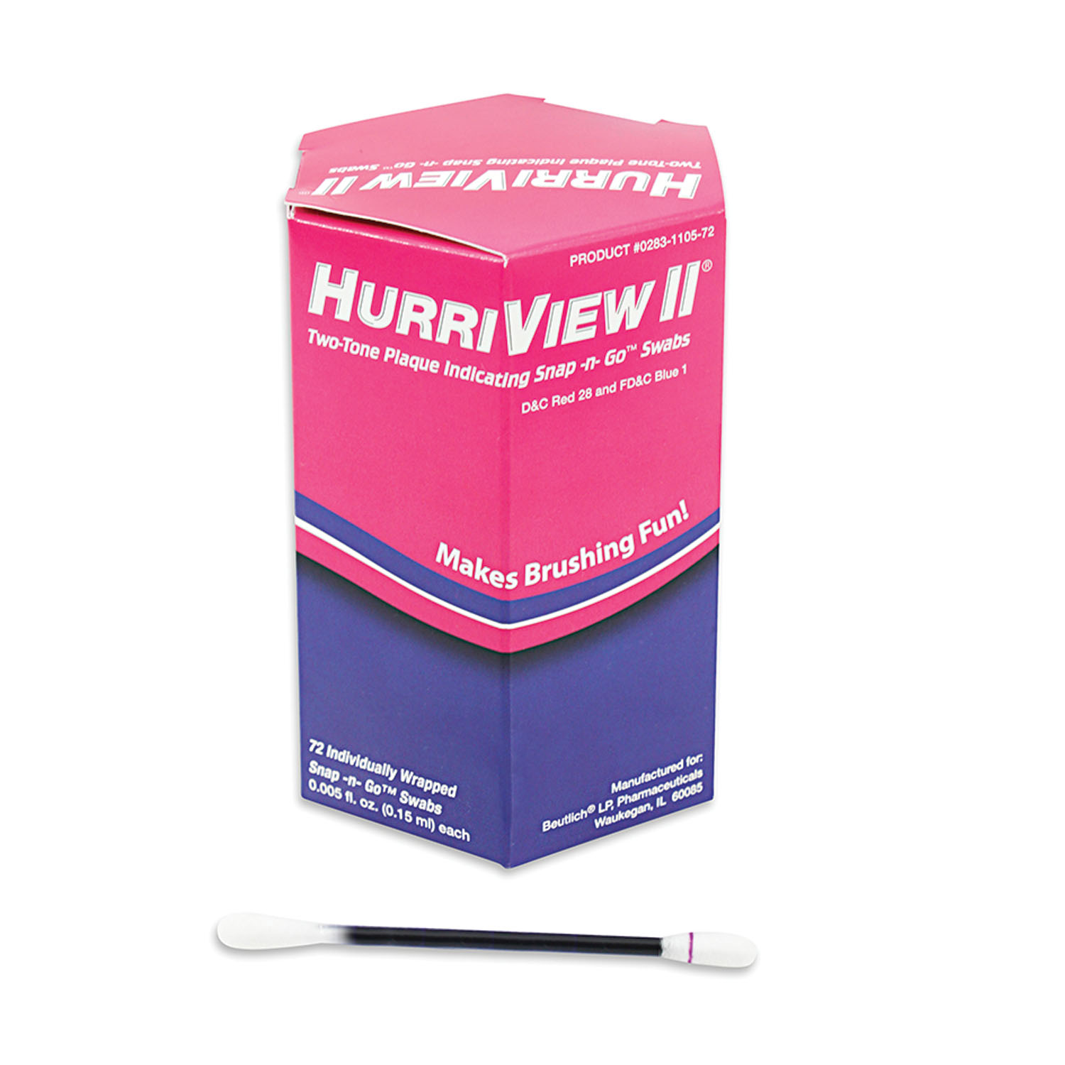 BEUTLICH HURRIVIEW II TWO-TONE PLAQUE INDICATING SNAP -N- GO SWABS : 0283-1105-72 BX        $32.60 Stocked