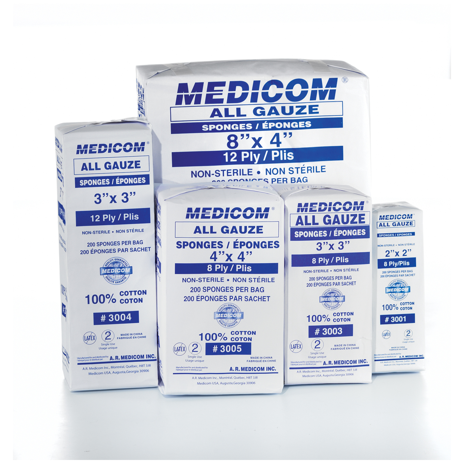 MEDICOM ALL GAUZE SPONGES - NON STERILE : 3001 CS                                                                                                                                                                                                              