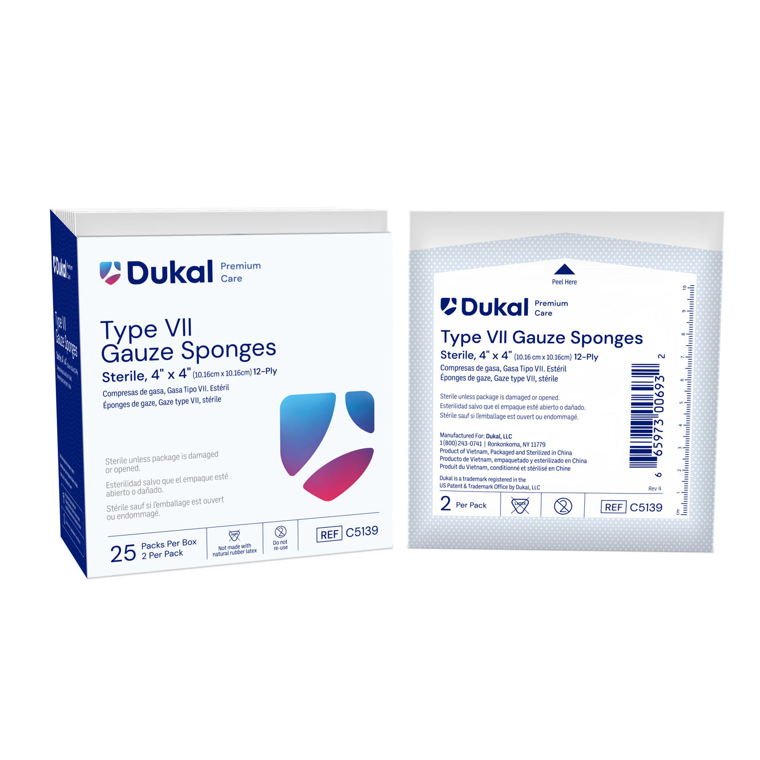 DUKAL CALIBER GAUZE SPONGES : C5139 BX $4.55 Stocked