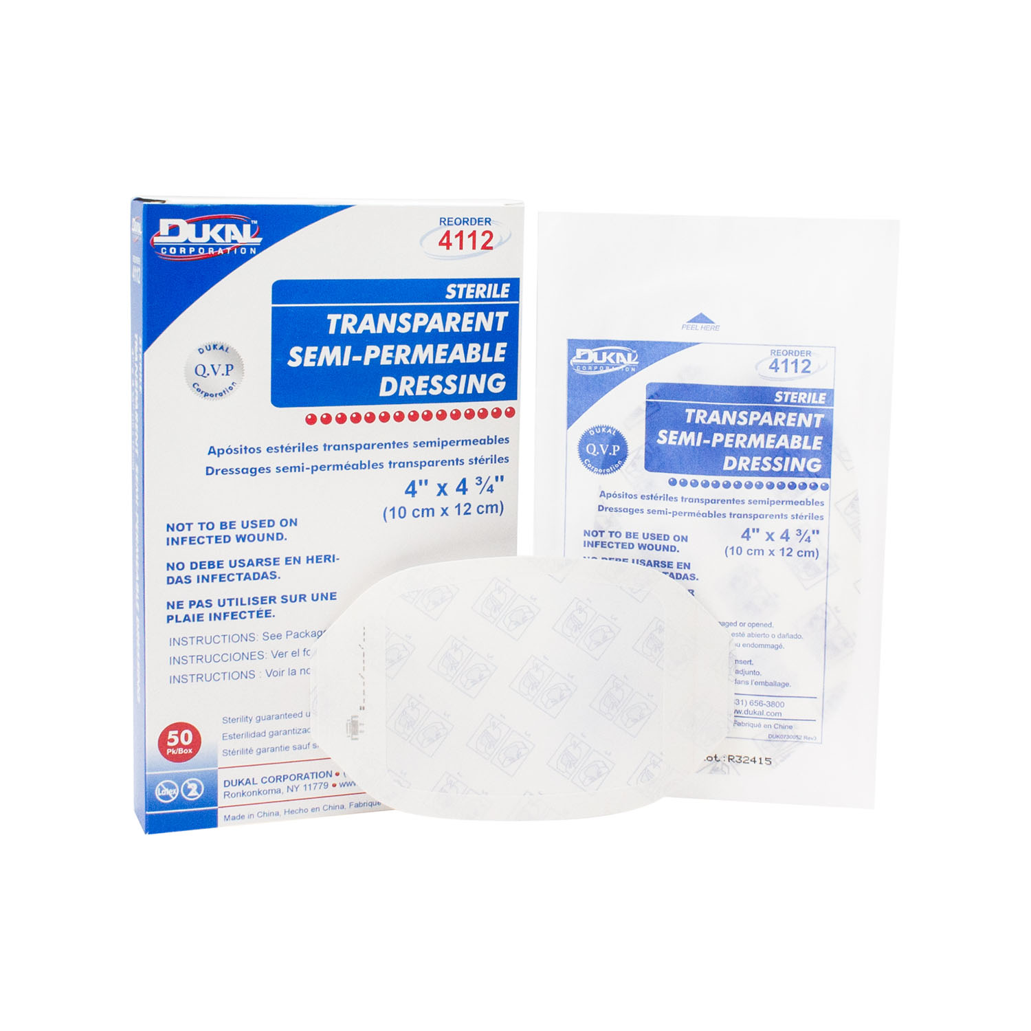 DUKAL TRANSPARENT SEMI-PERMEABLE DRESSINGS : 4112 BX $37.57 Stocked