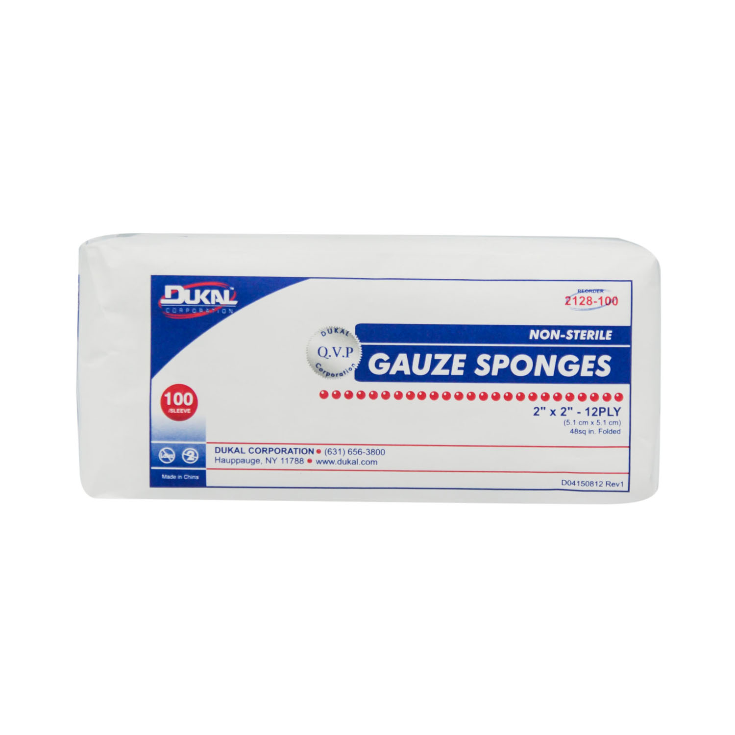 DUKAL WOVEN COTTON GAUZE SPONGES : 2128-100 BG $1.48 Stocked