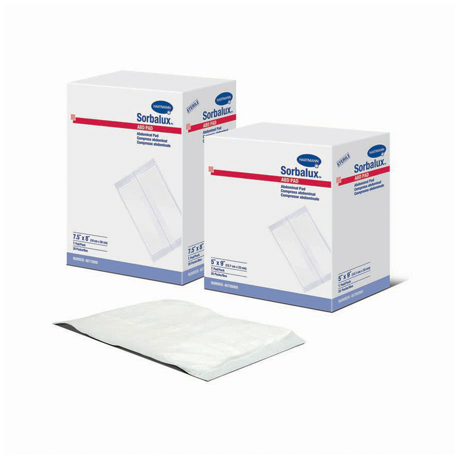 HARTMANN USA SORBALUX ABD PADS : 48700000 BX     $3.80 Stocked