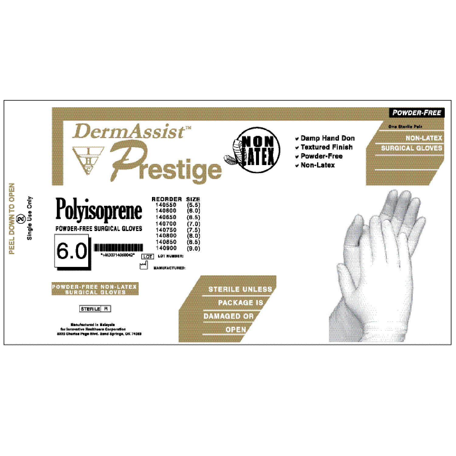 INNOVATIVE PRESTIGE DHD POWDER-FREE LATEX SURGICAL GLOVES : 139600 CS    $164.02 Stocked