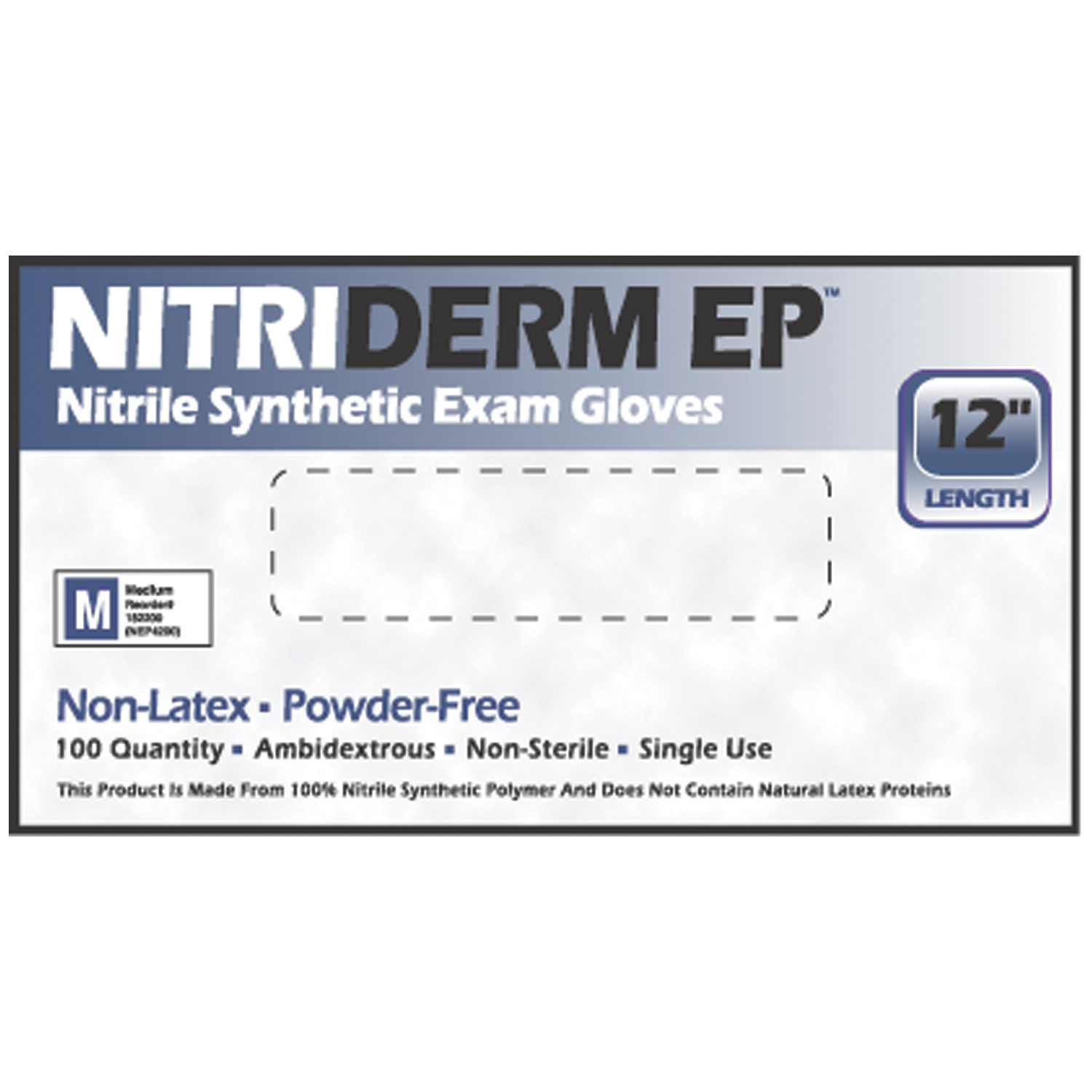 INNOVATIVE NITRIDERM EP NITRILE SYNTHETIC POWDER-FREE EXAM GLOVES : 182100 BX         $14.07 Stocked