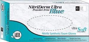 INNOVATIVE NITRIDERM® ULTRA BLUE NITRILE SYNTHETIC POWDER-FREE NON-STERILE EXAM GLOVES : 157350 BX