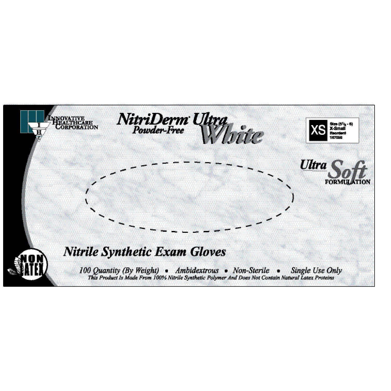 INNOVATIVE NITRIDERM ULTRA WHITE NITRILE SYNTHETIC POWDER-FREE EXAM GLOVES : 167050 BX     $4.69 Stocked