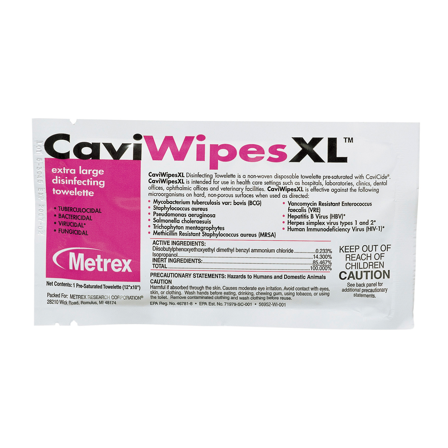 METREX CAVIWIPES DISINFECTING TOWELETTES : 13-1155 CS                                                                                                                                                                                                        