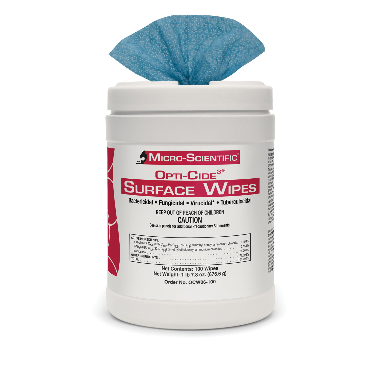 MICRO-SCIENTIFIC OPTI-CIDE3 DISINFECTANT SURFACE WIPES : OCW06-100 EA        $11.85 Stocked