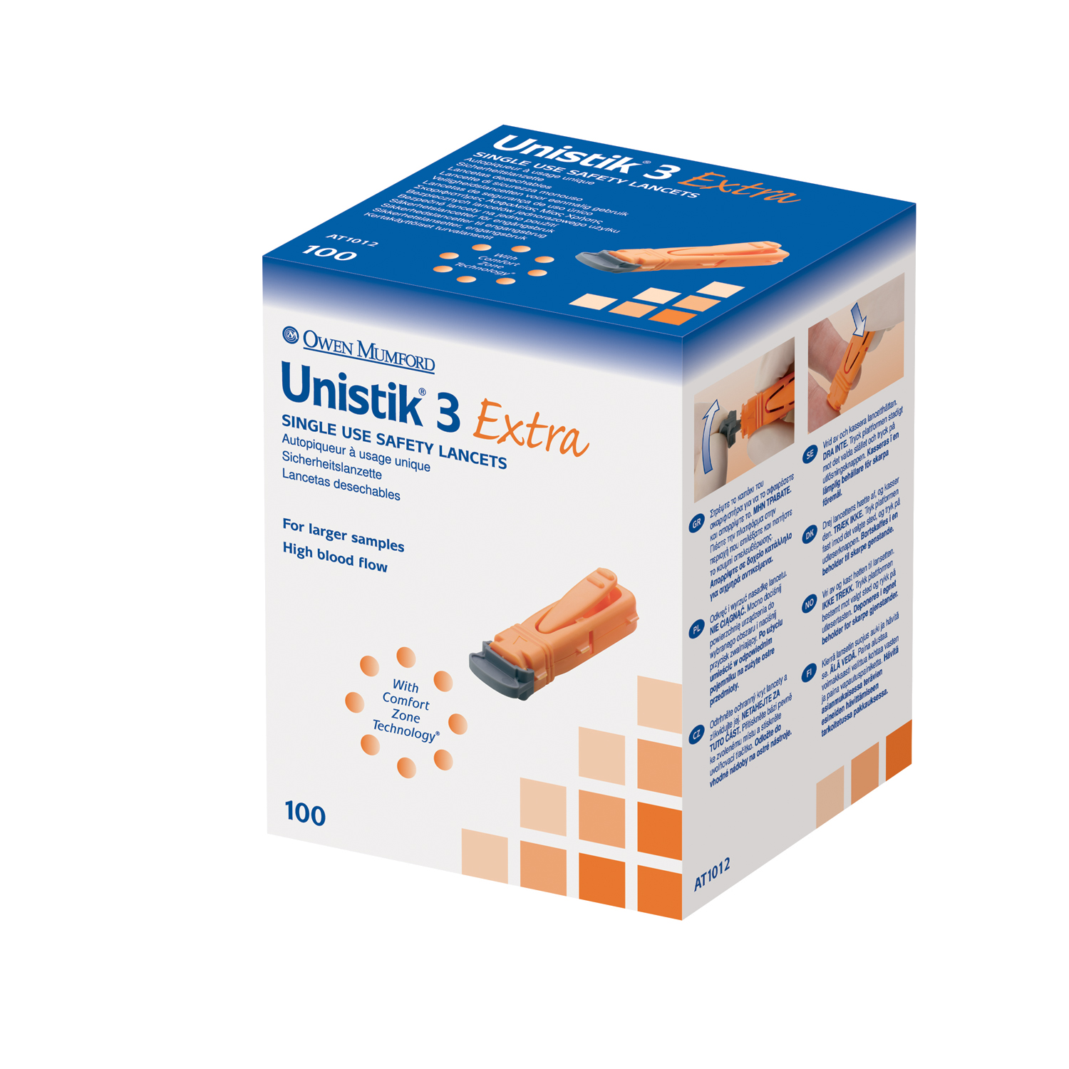 OWEN MUMFORD UNISTIK 3 PRE-SET SINGLE USE SAFETY LANCETS : AT1012 BX $19.64 Stocked