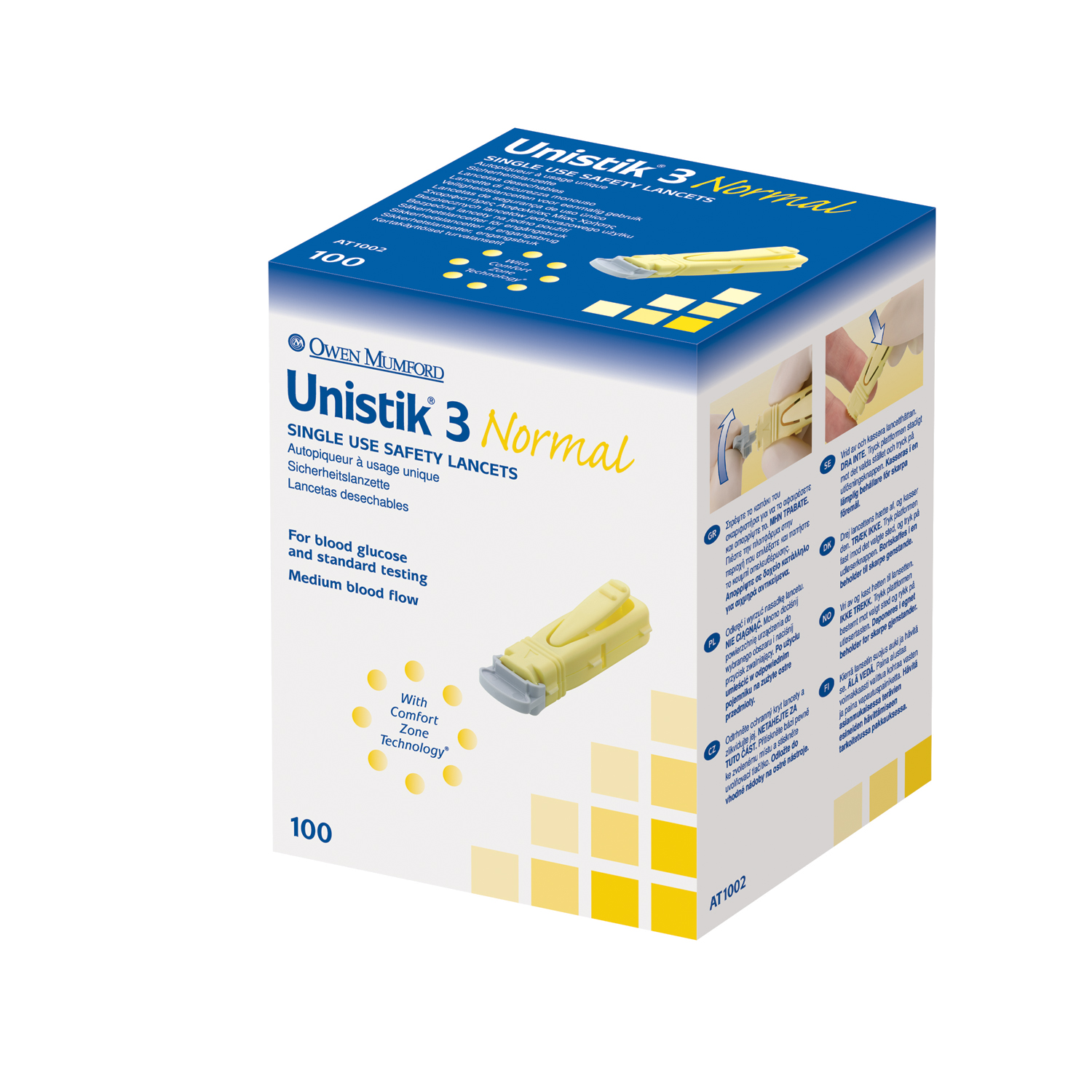 OWEN MUMFORD UNISTIK 3 PRE-SET SINGLE USE SAFETY LANCETS : AT1002 BX               $19.64 Stocked