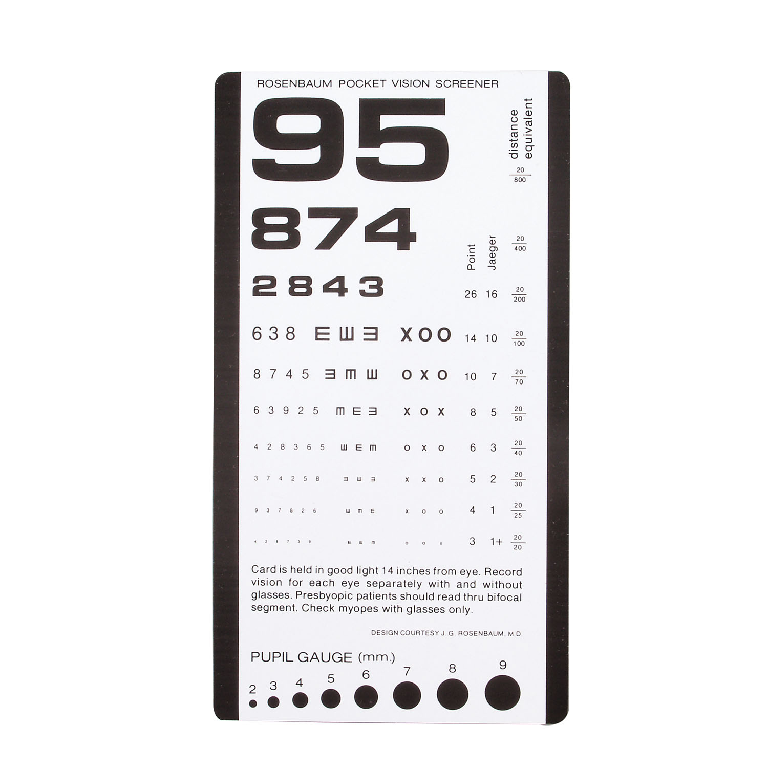 DUKAL TECH-MED EYE CHARTS : 3053 EA $2.05 Stocked