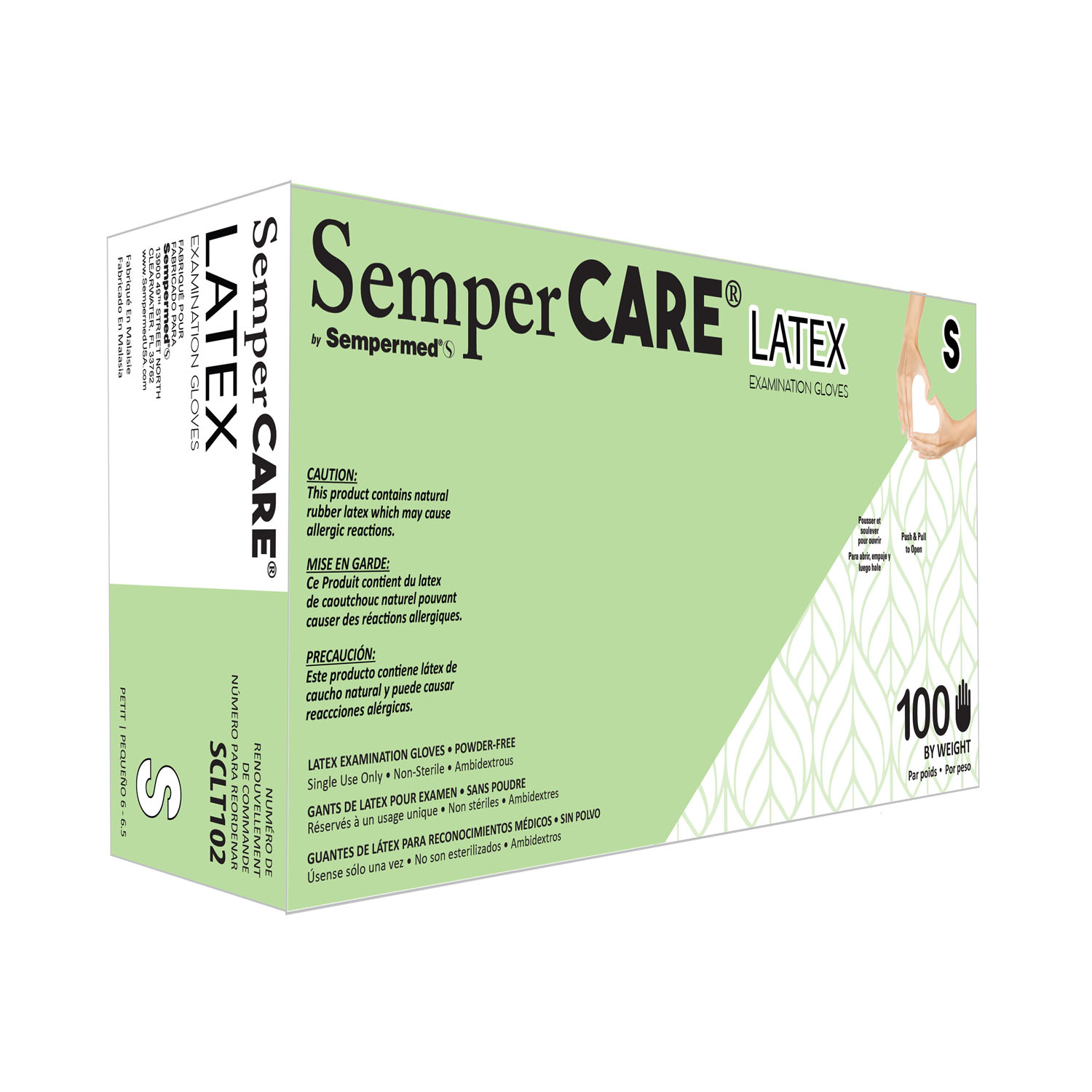 HARPS USA SEMPERCARE LATEX EXAM GLOVES - POWDER-FREE : SCLT102 CS