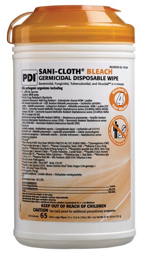 PDI SANI-CLOTH BLEACH GERMICIDAL DISPOSABLE WIPE : P25784 CS $112.56 Stocked
