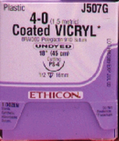 ETHICON VICRYL (POLYGLACTIN 910) SUTURES : J507G BX