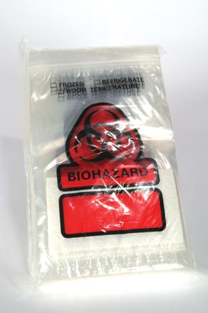 RD PLASTICS BIOHAZARD RECLOSEABLE BAG : B100 CS                                                                                                                                                                                                                