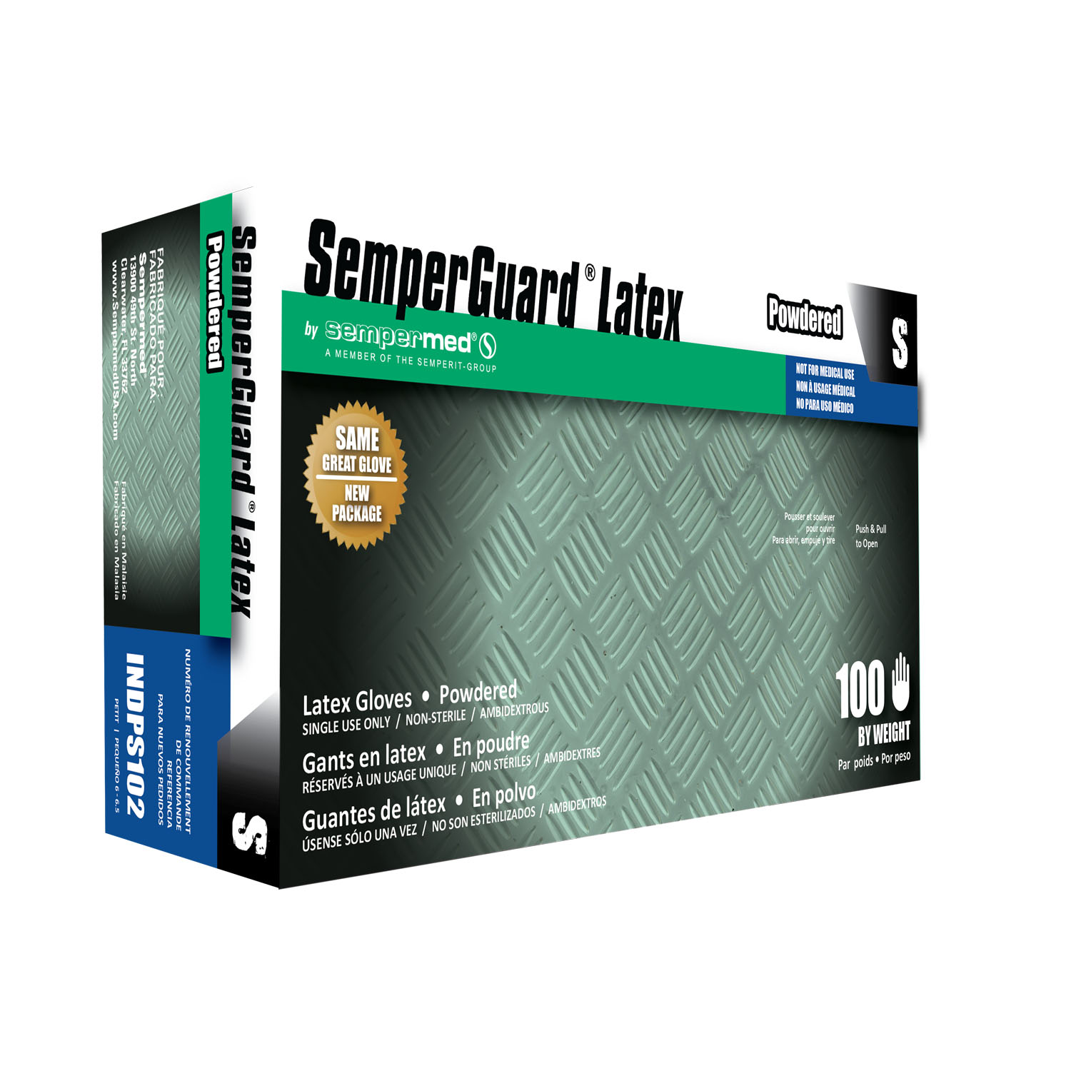 HARPS USA SEMPERGUARD LATEX POWDERED GLOVE : INDPS102 BX