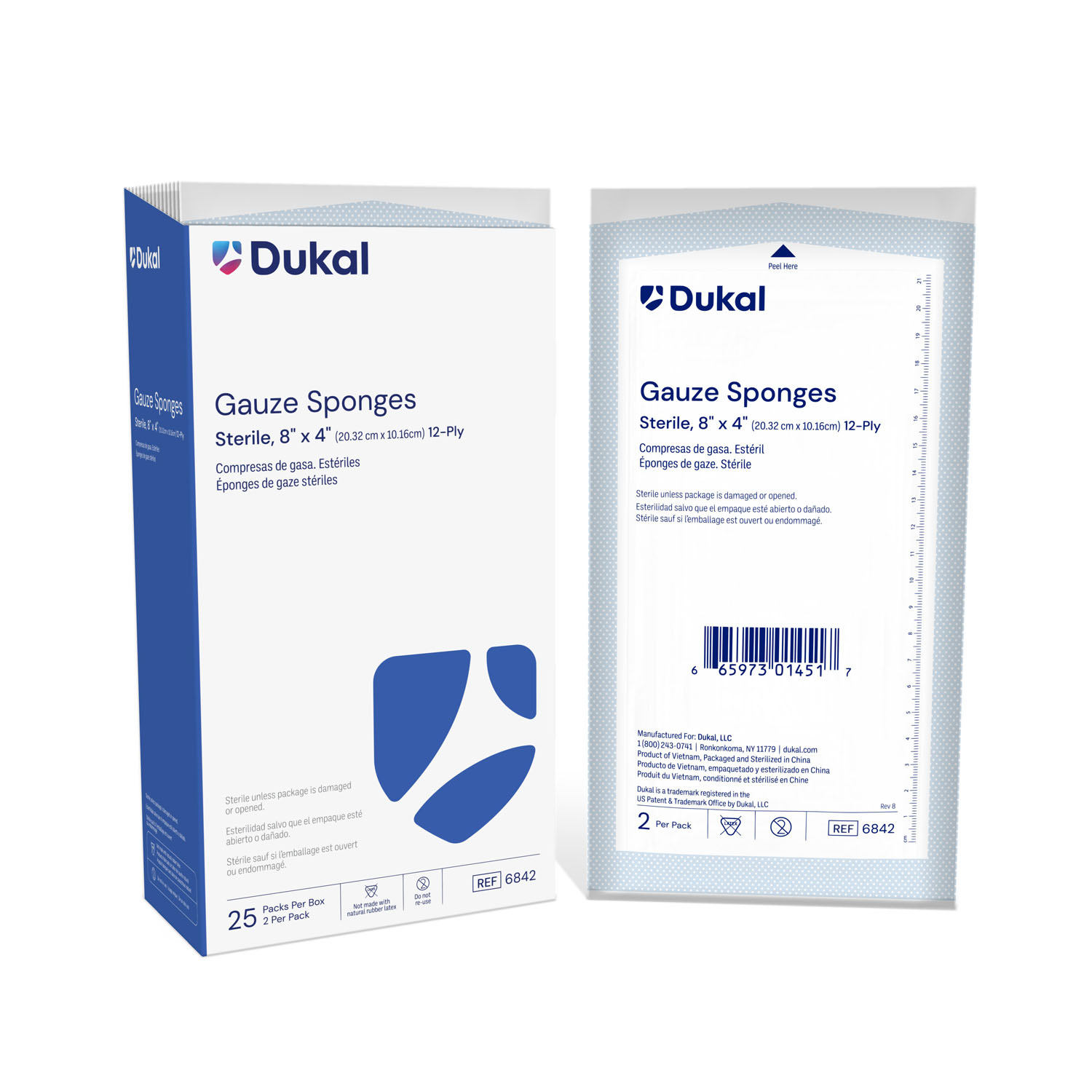 DUKAL WOVEN COTTON GAUZE SPONGES : 6842 CS                                                                                                                                                                                                                     