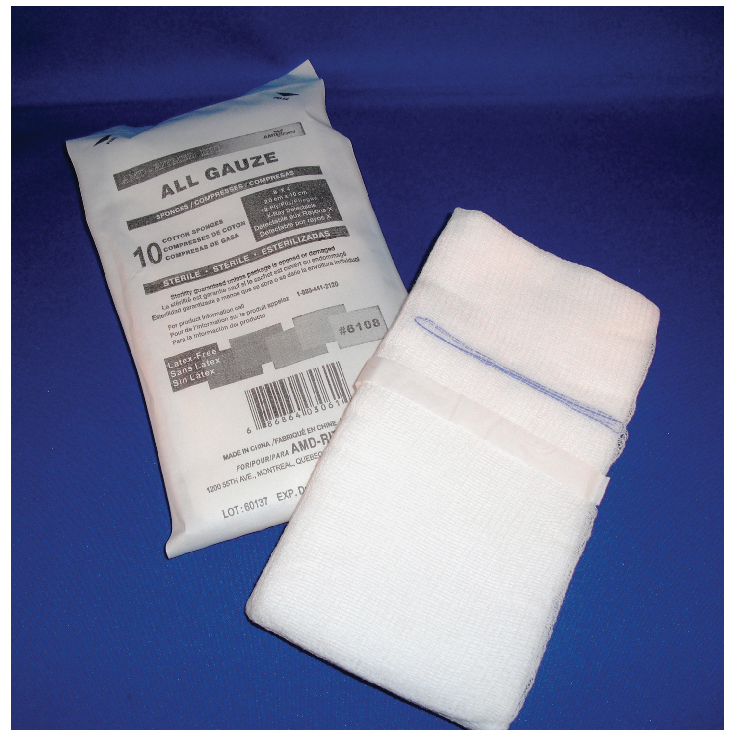 AMD MEDICOM STERILE SPONGES : 6108 PK                               $1.82 Stocked