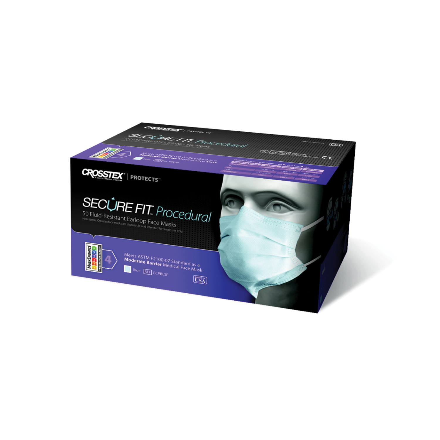 CROSSTEX SECUREFIT PROCEDURAL MASK : GCPBLSF CTN      $135.47 Stocked