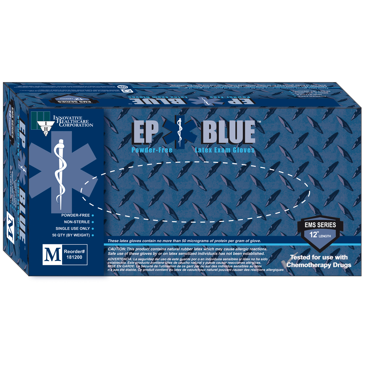 INNOVATIVE DERMASSIST EP BLUE POWDER-FREE LATEX MEDICAL GLOVES : 181350 BX $10.38 Stocked