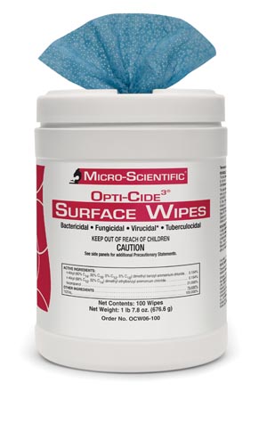 MICRO-SCIENTIFIC OPTI-CIDE3 DISINFECTANT SURFACE WIPES : OCW06-100 EA $11.85 Stocked